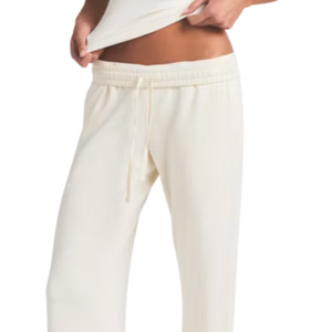 Pantalones anchos para mujer al por mayor, corte relajado, cintura elástica con cordón, bolsillos laterales, largo completo, dobladillo abierto, ropa casual de descanso OEM - Product Image 3