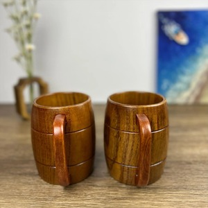 Chope à bière classique en bois, design ergonomique, grande capacité, tasse à bière en forme de baril, pour usage domestique - Product Image 4