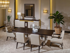 Modern Solid Teak Wood <b>Dining</b> Room Set Marble <b>Top</b> 6 Chairs Rectangle <b>Table</b> Minimalist Scandinavian Villa Home Furniture - Product Image 4