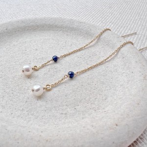 Sapphire and Pearl Drop <b>Earrings</b> September Birthstone Hanging Pearl <b>Earrings</b> Dainty Elegant Jewelry for Women Gift - Product Image 1