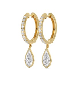 Pendientes de Aro Premium de Oro Rosa de 9K con Diamantes de Laboratorio en Corte Escalonado de Forma de Pera, 2.51 CTW - Product Image 5