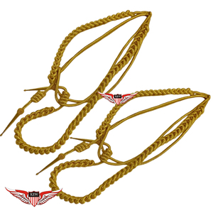 Aiguillette Cérémonielle Dorée Tressée, Cordon d'Épaule Aiguillette Torsadé avec Embout Métallique Doré - Product Image 2
