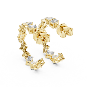 Ensemble de boucles d'oreilles créoles UNIQUE en or jaune 18 carats plaqué rhodium, diamants de laboratoire à taille mixte certifiés IGI, pour le quotidien et les événements - Product Image 3