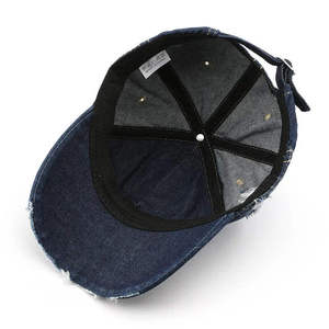 Casquettes de sport en coton de qualité supérieure, dernier design, personnalisées, casquette de baseball à 6 panneaux en tissu denim, casquettes décontractées ajustées avec logo sportif - Product Image 5