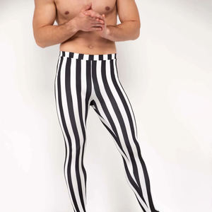 กางเกงเลกกิ้งรัดรูปสำหรับผู้ชาย ผ้าฝ้ายใยไผ่ ความยาวเต็มตัว เอวยางยืด สำหรับออกกำลังกายและเล่นกีฬา แบบซับลิเมชั่น รับผลิตตามแบบ OEM - Product Image 1