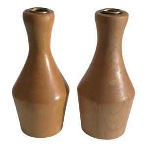 Antique Style Hand-Turned Wooden <b>Candle</b> Holders Classic Solid Wood Candlestick <b>Set</b> for Home Decor & Table Centerpiece - Product Image 5