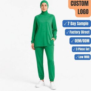 Hijab Sport 260GSM 3 Piece Modest Set Performance Hijab <b>Raglan</b> <b>Top</b> Jogger OEM Wholesale - Product Image 1