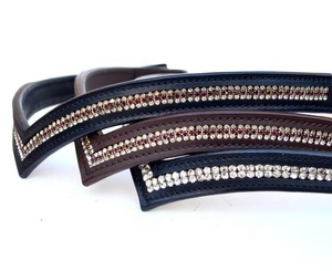 Bandas de cuero personalizadas más vendidas, brida de caballo, canal de cristal vacío, fabricados en la India diamantes de imitación, producto ecuestre - Product Image 1