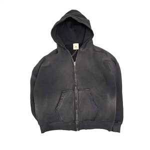 Sweat à capuche pour homme en coton épais French Terry, effet tie-dye délavé, imprimé 3D, coupe oversize, personnalisable - Product Image 1