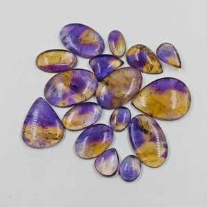 Lote a granel de cabujones de ametrina natural premium con fuego azul, formas mixtas, pulidos, perforados, certificados por terceros, con juego de color - Product Image 1