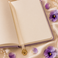 Carnet LABON personnalisé Lilas Lavande Pansy, couverture rigide en toile de lin avec feuille d'or céleste, esthétique, à grille pointillée