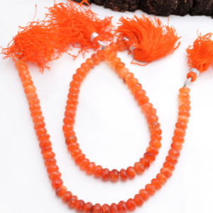 Cuentas facetadas de cornalina natural, collar de piedras preciosas de 6 a 7 mm, piedra preciosa para la elaboración de joyería fina. - Product Image 1