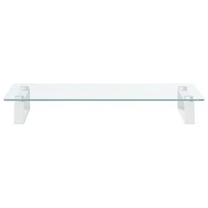 Soporte de escritorio para monitor de metal y vidrio templado, color blanco, 23,6 x 13,8 x 3,1 pulgadas - Product Image 4