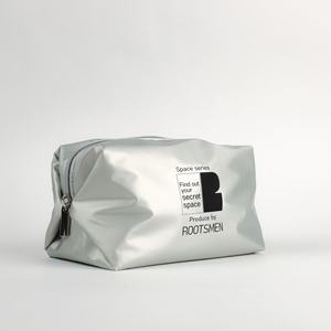 Premium Silver Nylon Zipper <b>Cosmetic</b> Makeup Bag Custom Logo Customizable Size Color Fashion Travel <b>Storage</b> Daily Use ROOTSMEN - Product Image 2