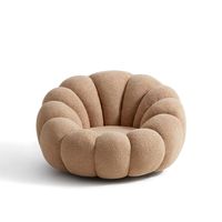 Fauteuil citrouille en tissu de luxe, canapé d'appoint moderne une place avec pieds en bois et rembourrage en mousse pour usage commercial