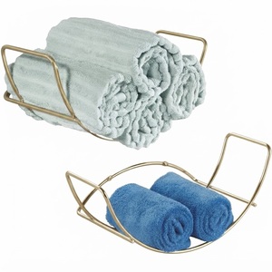 Modern Decorative Metal Bathroom <b>Wall</b> Mount Towel <b>Rack</b> Organizer For Rolled Bath Sheets Washcloths And Hand Towels Low Price - Product Image 1