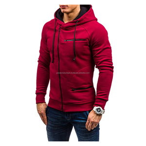 Sudadera con capucha de manga larga para hombre, prenda deportiva ajustada con cremallera frontal y bolsillos, nuevo diseño, 2021 - Product Image 5