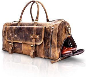 100% Genuine Leather Duffel Gym <b>Bag</b> Custom Pattern Travel <b>Bags</b> For Men Weekender Cabin <b>Overnight</b> <b>Bags</b> With Zipper Closure Option - Product Image 3