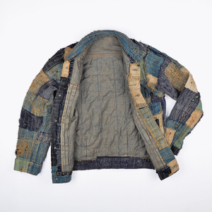 Wholesale Men's Casual Slim Fit Denim Jacket Spring Fashion with Stand Collar Paisley Print Washed Patchwork Men's Jacket - Product Image 2
