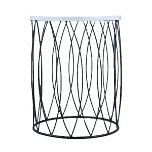 Table d'appoint en fil métallique noir, forme sablier industrielle, avec cadre ouvert, pour salon, meuble décoratif, tabourets - Product Image 3
