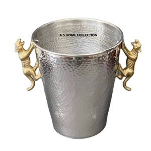 lion Handle Large Rounded Solid Aluminum Handmade Hammered Designing Shiny Polish Chilled Champagne <b>Ice</b> <b>Bucket</b> <b>for</b> <b>Sale</b> - Product Image 1