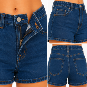 Women's High Waisted Denim <b>Shorts</b> Light Wash Solid Pattern Casual Summer Wear 100% Cotton Regular Fit Straight-leg Style - Product Image 6