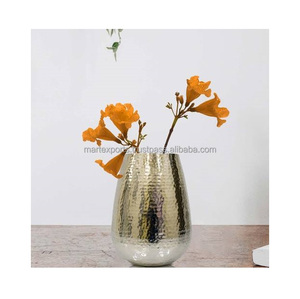 Florero de metal alto y estrecho con acabado dorado, centro de mesa de decoración para el hogar para mesa de comedor - Product Image 5