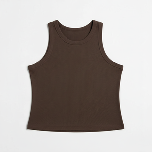 Custom Womens Sexy Sleeveless Ribbed Knit Vest Casual Short Tank <b>Tops</b> with O Neck Breathable Features With <b>Low</b> MOQ - Product Image 3