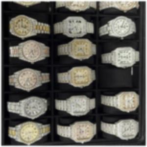 amazing quartz watch fashion trend design quartz diamond silver plated moissanite green watch luxury iced out timepiece - Product Image 1