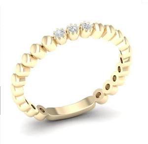 Classic Unisex Yellow Gold Eternity Band Ring Brilliant Cut Natural Stone Prong Setting Ball Shape Design 18K Solid Gold Rhodium - Product Image 4