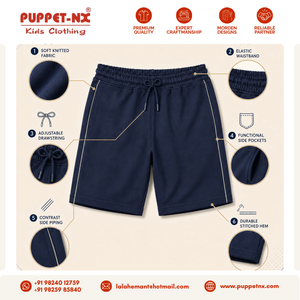 Shorts en tricot pour garçons, fabricant Inde, bas de tenue scolaire pour enfants, coton poly, taille élastique, conception personnalisée OEM - Product Image 6