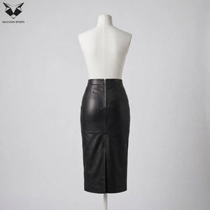Classy Black Leather <b>Skirts</b> & Trousers, High Waist Side Button Up <b>Split</b> Pencil <b>Skirt</b> Professional Slim Fit Women Leather <b>Skirts</b> - Product Image 3