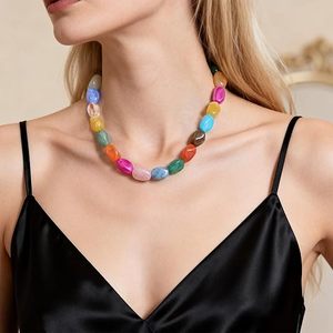 Necklace for Women Unique Resin Beads Choker Necklaces Boho Statement Chunky Necklace <b>Summer</b> Vacation Jewelry - Product Image 2