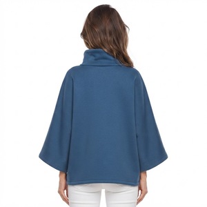 Sweat-shirt à capuche tendance style poncho pour femme, en polaire oversize à col roulé, avec logo brodé personnalisé, fournisseur de marque privée - Product Image 2