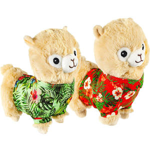Peluche personnalisée Llama Alpaca avec chemise hawaïenne et couineur dans le ventre, jouet pour animaux de compagnie, vêtements imprimés pour animaux en peluche, vente en gros - Product Image 1
