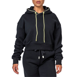 Ensemble de survêtement noir personnalisé pour femme : sweat à capuche et pantalon de jogging assorti, tenue de sport décontractée deux pièces - Product Image 4