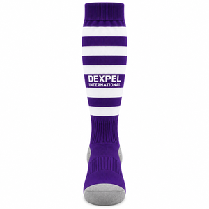Purple <b>White</b> Striped Knee High <b>Socks</b> for <b>Men</b> Women Knitted <b>Sports</b> Football Tube <b>Socks</b> Cheap Price OEM Custom Wholesale Rate - Product Image 1