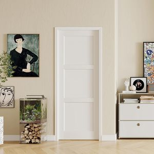 Puerta Interior de Madera de Estilo Minimalista ODM para Sala de Estar, Apartamento, Villa, Acabado en PVC Sólido, MDF, Aislamiento Térmico, Ignífuga - Product Image 4