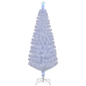 Albero di Natale Artificiale Pre-Illuminato in Fibra Ottica da 2,13 m, Realistico con 280 Punte a Ramo, Stella in Cima e Decorazioni Natalizie - Product Image 1