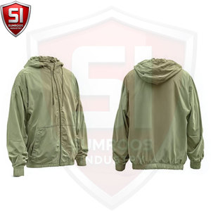 Blouson bomber à capuche pour homme, léger, en polyester, coupe-vent, décontracté, vêtement d'extérieur pour l'automne, avec poches, fermeture éclair, couleur unie - Product Image 3