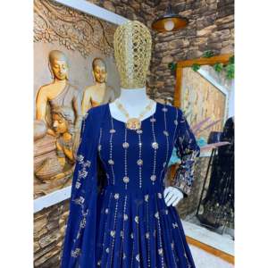 Magnifique robe Anarkali et pantalon avec dupatta fantaisie pour les fêtes et les clubs, tenue de soirée - Product Image 6