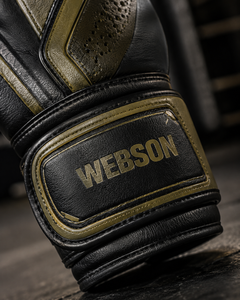 Gants de boxe Webson en cuir noir et or avec fermeture Velcro, respirants, pour entraînement adulte, prix de gros - Product Image 3
