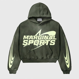 Conjunto Deportivo Personalizado de Alta Calidad 2026, Pantalones Deportivos Acampanados de Algodón para Invierno, Sudadera con Capucha, Estampado Serigrafiado con Efecto Ácido, para Hombre - Product Image 2