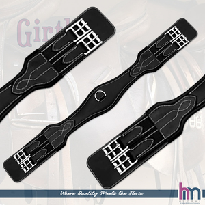 HM GLOBAL Reitsport-Dressurgurt DD Leder Hochwertig Multifunktional Weiche Komfortable Polsterung Präzise Genäht Doppelter Elastikbund - Product Image 1
