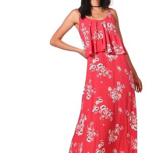 Robe imprimée décontractée de style personnalisé Robe décontractée grande taille pour femmes Robe grande taille à col en O à volants sur le devant - Product Image 1