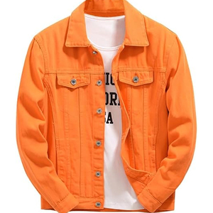 Veste en jean vintage de haute qualité pour homme, délavée à l'acide, en polyester/coton, personnalisable, service OEM, avec col rabattu et boutons recouverts - Product Image 1