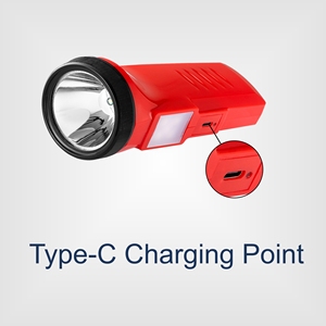 ไฟฉาย LED ชาร์จได้แบบพกพา, IP54แบตเตอรี่ Li-ion ขนาด1200มิลลิแอมป์กันน้ำ400-500เมตรลำแสงระยะชนิด C ชาร์จ2ไฟฉาย - Product Image 4