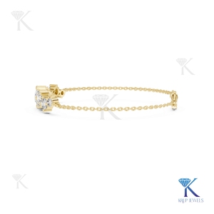 Elegant Diamond Cluster Chain Bracelet 14K <b>Solid</b> <b>Gold</b> Fine Unisex Luxury Jewelry Party Gift - Product Image 2