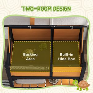 Habitat per Tartarughe in Legno da Interno con Protezione dalle Intemperie e Ripiano Portaoggetti per Tartarughe di Grandi Dimensioni - Product Image 4