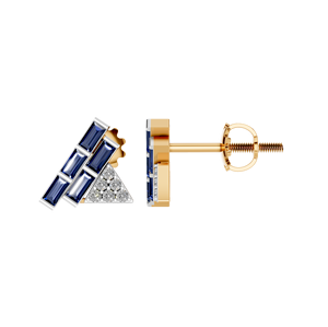 Pendientes de tuerca geométricos de zafiro natural Lujo 14K 18K Oro blanco IGI Certificado Baguette Cut Diamond Trendy Fine Parties - Product Image 1